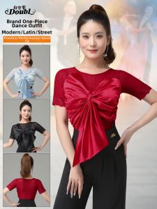 DANBAOLUO | Mesh Bodysuit With Bowtie for Ballroom Dancing