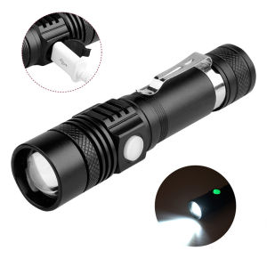 400LM Flashlight T6 Rechargeable 3 Modes Waterproof Flash Light Penlight Aluminum Alloy Zoomable USB Rechargeable Portable for Running Emergency