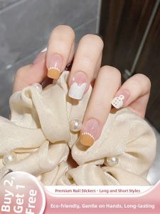 MONLEYTA | Wearable Manicure Nail Patches Summer New Style Short Medium Long Ice Transparent Color French Style Finished Product