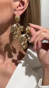 Ingemark | Ingemark Creative Gold Color Designer Leaf Pendant Earrings Women Exaggerated Irregular Metal Piercing Earrings Party Jewelry
