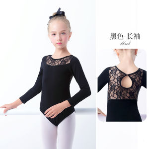 Girls Ballet Dance Costume Short Sleeve Lace Bodysuit Gymnastics Dancing Outfit Childrens Performance Clothes Simple Style