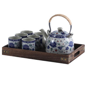 Large Size Ceramic Tea Pot Chinese Style Retro Blue And White Porcelain Tea Pot Flower Tea Pot Gongfu Tea Set for Home Use