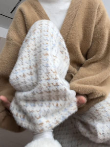 กางเกงขายาวทรงหลวมสไตล์ฤดูใบไม้ร่วง/ฤดูหนาวสำหรับผู้หญิง ทรงหลวม กางเกงขายาวทรงขากว้างผ้าขนสัตว์ ทรงสลิมฟิต ทรงเอวสูง ทรงปกติ