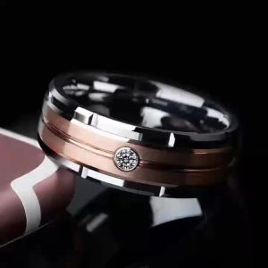 2026 Classic Two-Tone Plated Stainless Steel Ring Minimalist Fashion Band Jewelry Daily Accessories for Men Size 6-13