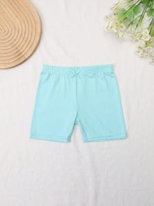 Quần Short An Toàn Màu Kẹo Ngọt Cho Bé Gái Có Nơ Nhỏ Lưng Thun Mềm Mại Chất Liệu Polyester Pha Thoải Mái Thích Hợp Mặc Hàng Ngày Mùa Hè