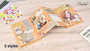 Folding Scrapbook Album 12 x 18cm Stretchable Folding Accordion Photo Album for Wedding Valentine Day Gifts