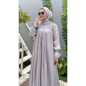 AMEENA DRESS MIX BROKAT PAYET SET HIJAB DRESS LEBARAN MEWAH