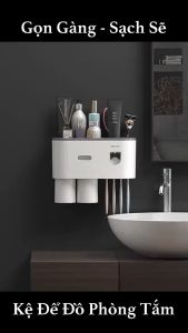 Bộ Nhả Kem Đánh Răng Tự Động Giá Treo Bàn Chải Để Tường Hộp Đựng Kem Đánh Răng Phòng Tắm - VinhBuiCase