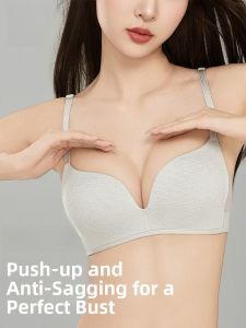 Miiow | Wireless Bra Womens Gather Small Chest Large Anti-Sagging Side Breast Elimination Four Seasons Universal V-Neck Nylon Cup