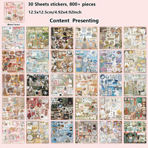30PCS Japanese-style Die Cutting Stickers Book Creative Handbook Stickers For Junk Journal Water Bottle Laptop Phone Decoration