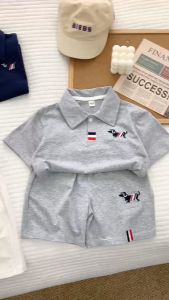 Bộ Quần Áo Cộc Có Cổ Cho Bé Thêu CHÓ Cho Bé Trai Chất Cotton Cao Cấp Cực Mát Từ 8 đến 27kg