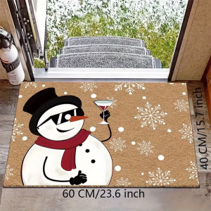 VIKAMA Merry Christmas Peeking Santa Welcome Doormat Glasses Snow Non Slip Mat For Bedroom Kitchen Xmas Home Decoration