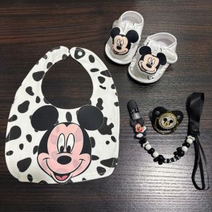 Disney | Shiny Baby Pacifiers and Pacifier Holders Baby Bib Baby Shoes Unique Baby Gift Suitable as a Gift for Babies Aged 0 - 6 Months