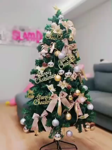 TUYUN STORE Hiasan Pohon Natal 120 PCS Set Lengkap – Bunga Poinsettia Lonceng Pita & Ornamen Natal