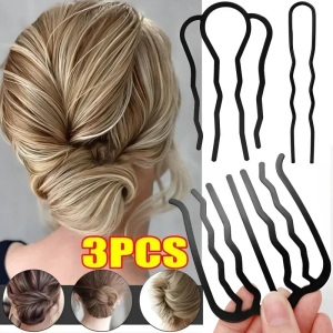 3pcs Metal Black Hair Fork Clip Women Hair Pins Combs Messy Bun Hair Pin Clip Hair Side Combs Updo Hair Sticks Hair Fork Clips Styling Tool