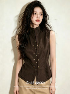 JUSTQUEEN | Áo Vest Nữ Thời Trang Kiểu Dáng Retro Cổ Đứng Không Tay Nẹp Eo