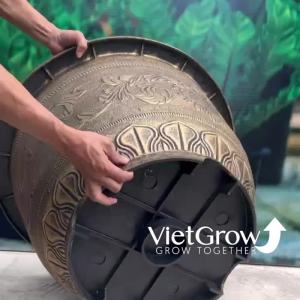 Chậu Nhựa Giả Đồng Hoa Văn Cổ Điển Kích Thước Miệng x Cao x Đáy: 72cm x 46cm x 42cm 100 Lít.