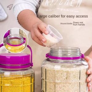 glass rice storage container rice box rice dispenser rice bucket storage 10kg /20kilos food container big kitchen canisters jars With plastic cover kimchi container rice keeper 
