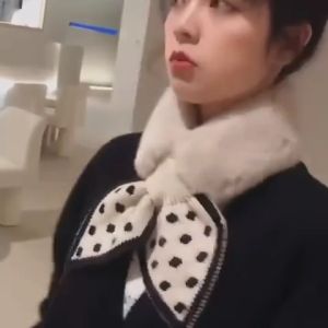 Khăn lông quàng cổ nữ khuy ngọc chất khăn quàng cổ lông thỏ siêu Ấm lông mềm mại sang trọng -HAUSE