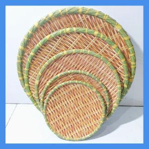 Đĩa nhựa Melamin tròn - Mẹt giả mây tre bán bún đậu