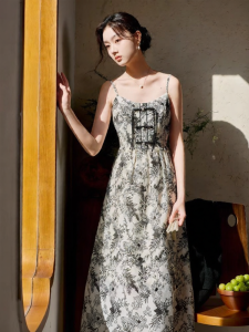 XIANGYING | Traditional Chinese Style Floral Halter Dress