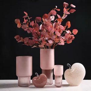 Home Vase Flower Arrangement Optic Color Glass Vases with Golden Rim Decor for Dining Living Room Wedding Gift
