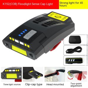 Strong LED COB Headlamp Sensor Clip Hat Lights Mosquito Repellent Emergency Headlamp For Night Running Hiking Camping Cycling