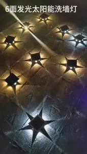 SXH  New Outdoor Solar Wall Lamp Waterproof Courtyard Villa Garden Wall Convex Mirror 6 Head Luminous Wall Washer