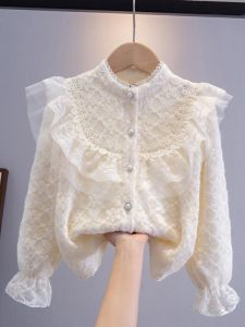 Girls Spring Autumn Fleece Lined Long Sleeve Shirt Base Layer Outwear T-shirt Middle Large Children Top for Girls