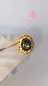 Rosenmarry/แหวนแบล๊คสตาร์ซัฟฟายแท้ 18 กะรัต ตัวเรือนเงินแท้925ชุบทอง พร้อมกล่อง ไซส 55 รหัส BR010