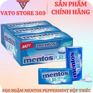 Kẹo ngậm MENTOS pure fresh peppermint hộp thiếc 35g