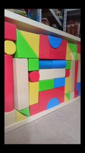 Mainan Edukasi Anak City Block CB 42 Kayu Balok Susun Warna Natural Kayu Semi Colour Colourfull Blok Bangun Montessori Toys