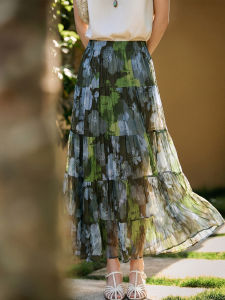 XIAOER | Floral Print Multi-Panel Inner Lined Skirt