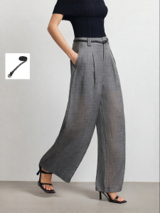 Vero Moda | Summer New Waist Belt Ramie and Tencel Light Weight Pleated Women Casual Pants