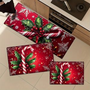 Bộ Thảm Nhà Bếp Chống Trượt Giáng Sinh Năm Mới VIKAMA Nền Đỏ Trang Trí Chuông Vàng Thảm Có Thể Giặt Được Dành Cho Lối Đi Trong Nhà Dịp Lễ Hội