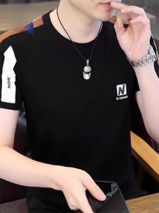 ROMON | Romon Mens Short Sleeve T-Shirt Pure Cotton Loose Fit Summer New Casual Style Versatile Half Sleeve Top Breathable Youth Trend