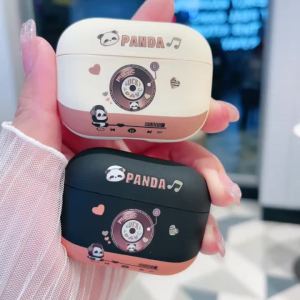 适用于Kopi Panda AirPods 1/2/3/4/PRO/PRO2 corak kartun comel AirPods Frosted Soft Rubber perlindungan kes