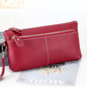 Genuine Leather Clutch Wallet for Women Soft Leather Handbag Simple Design Mobile Phone Coin Purse Moms Small Handbag