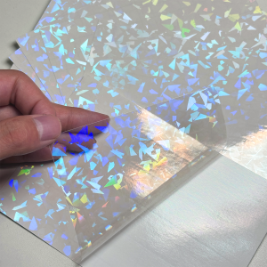 กระดาษสติกเกอร์ไวนิลโฮโลแกรม 50 แผ่น ใส ขนาด A6 แบบมีกาวในตัว กันน้ำ ฟิล์มเคลือบเย็น ลายอัญมณี สายรุ้ง ทราย ดาว