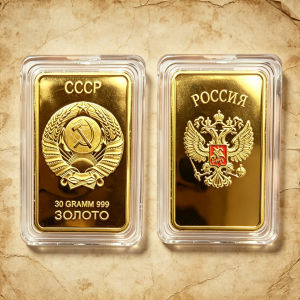 CCCP Russia 30g Gold Plated Alloy Bar Soviet Union Emblem Replica Collectible Souvenir Bar Gift