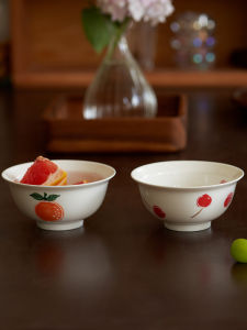 April Sweet Rice Bowl Breakfast Porridge Small Bowl Dry Rice Couple Attractive 5 Inch Oats Cereal round Shape Chinese Style Porcelain Dinnerware