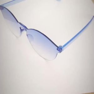 Rimless Colorful Oval Shape Sunglasses Women Men Frame Tint Clear Lens Colorful Sun Glasses Female Red Pink Yellow Travel