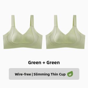 miiow | Adjustable Thin Womens Underwear Soft Support Bra No Trace Large Chest Appears Small Reduces Side Breast V-Cup Sports Leisure