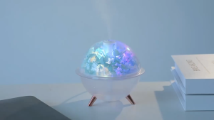 🌷เครื่องพ่นไอน้ำอโรม่าทรงกลมดอกไม้🌷 J10 Eternal Flower Air Humidifier 260ml. มีไฟ 7 สี สายเสียบ Type C