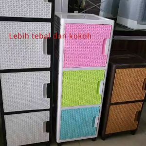 LEMARI PAKAIAN PLASTIK ROTAN MINIMALIS MEJA NAKAS SERBAGUNA ALESSIA