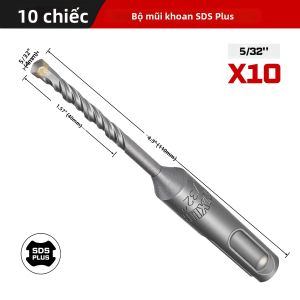 Bộ Mũi Khoan Geinxurn 4 Inch SDS Plus Đầu Carbide Siêu Sắc Khoan Nhanh Dùng Cho Máy Khoan Búa Xoay Dụng Cụ Điện Đồ Dùng Tự Làm