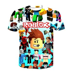 Roblox Game kids T-shirt cosplay costumes Child Cartoon Short sleeve top 3D Print Casual Street Clothes