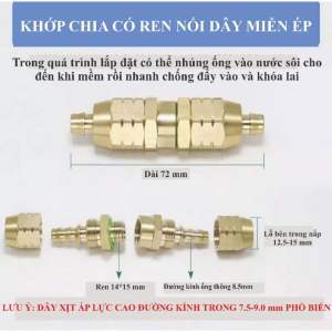 Đầu Nối Ống Nước Bằng Đồng Nguyên Chất chịu được áp lực nước cao và dễ dàng tháo lắp