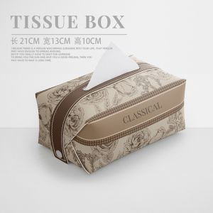 American Classical Pastoral Leather Paper Extraction Box Tissue Bag Living Room Coffee Table Office Creative Tissue Box Affordable Luxury Style High