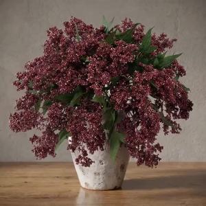 1Pcs 75cm Plastic Artificial Nandina Berry Branch Green Plants Realistic Sophora Flower for Garden Home Decoration Vase Ornament